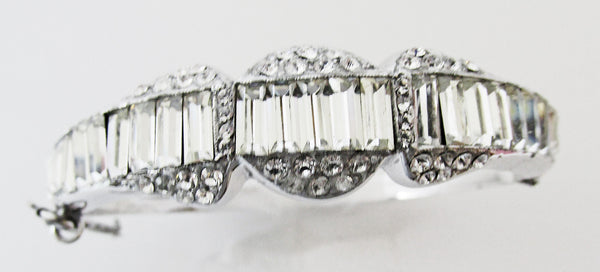 Striking 1950s Mid-Century Sparkling Geometric Diamante Cuff Bracelet - Front
