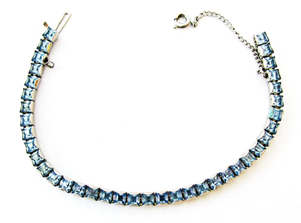Weiss 1950s Vintage Jewelry Mid-Century Diamante Sapphire Bracelet - Front