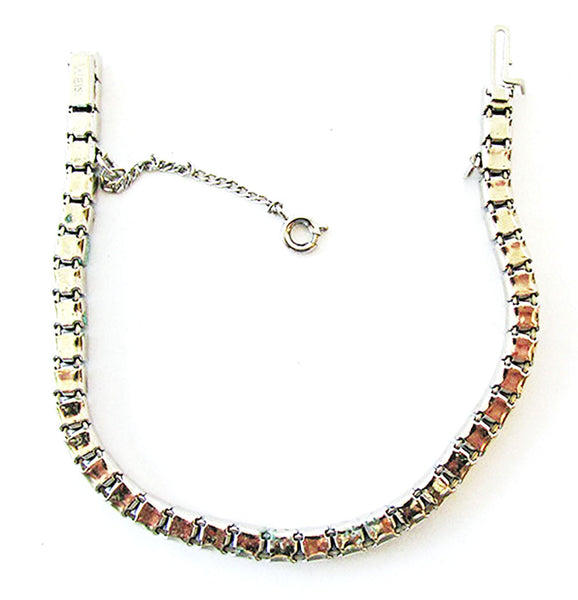 Weiss 1950s Vintage Jewelry Mid-Century Diamante Sapphire Bracelet - Back