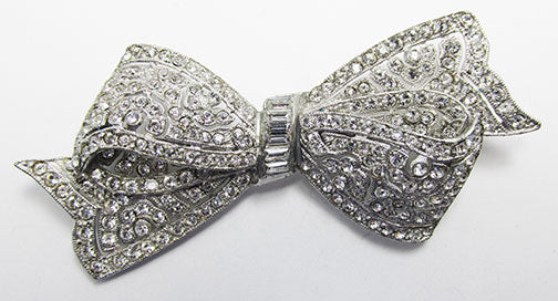 Vintage 1930s Extraordinary Clear Rhinestone Bow Pin