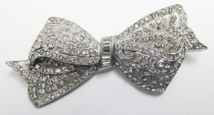 Vintage 1930s Extraordinary Clear Rhinestone Bow Pin