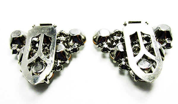 Vintage 1930s Costume Jewelry Bold Art Deco Diamante Dress Clips - Back