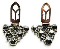 Vintage 1930s Costume Jewelry Bold Art Deco Diamante Dress Clips - Back - Thumbnail