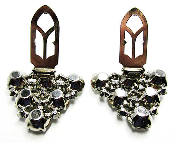 Vintage 1930s Costume Jewelry Bold Art Deco Diamante Dress Clips - Back