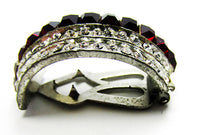 Vintage Jewelry 1930s Ruby and Clear Diamante Art Deco Dress Clip - Side - Thumbnail