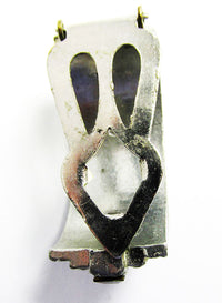 Vintage Jewelry 1930s Ruby and Clear Diamante Art Deco Dress Clip - Back - Thumbnail