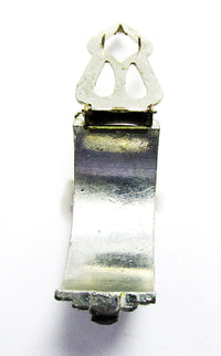 Vintage Jewelry 1930s Ruby and Clear Diamante Art Deco Dress Clip - Back - Thumbnail