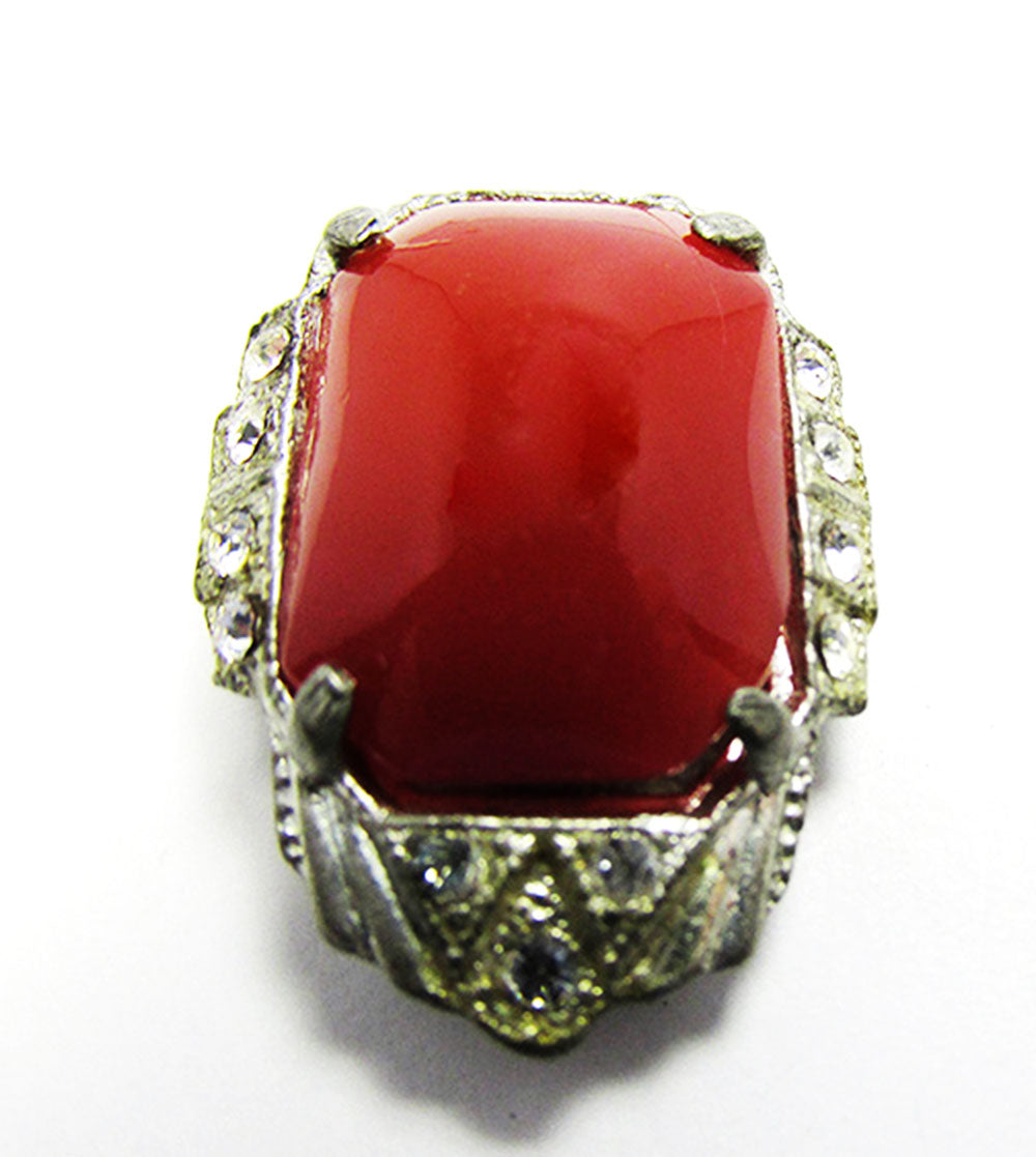 Vintage Jewelry 1930s Eye-Catching Art Deco Carnelian Dress Clip - Front