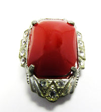 Vintage Jewelry 1930s Eye-Catching Art Deco Carnelian Dress Clip - Front - Thumbnail
