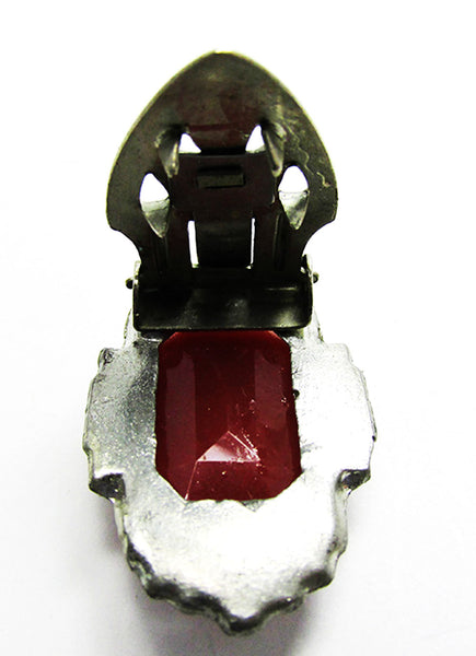 Vintage Jewelry 1930s Eye-Catching Art Deco Carnelian Dress Clip - Back