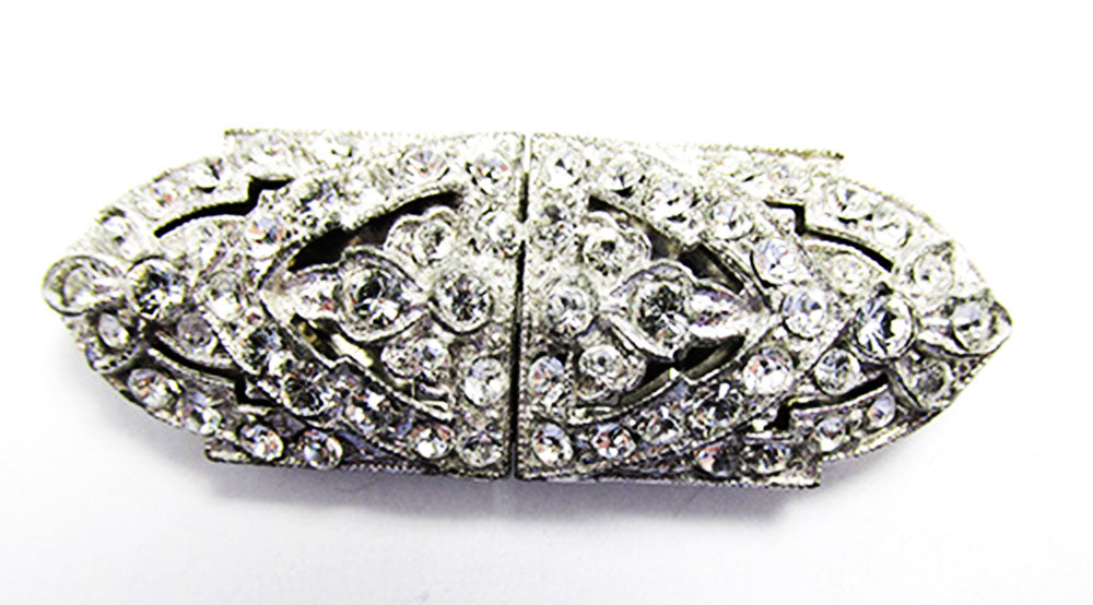 1930s Vintage Costume Jewelry Dazzling Retro Art Deco Diamante Duette