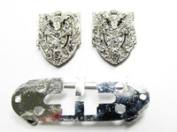 1930s Vintage Costume Jewelry Dazzling Retro Art Deco Diamante Duette - Thumbnail