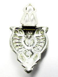 Vintage Costume Jewelry 1930s Art Deco Sapphire Diamante Dress Clip - Back - Thumbnail