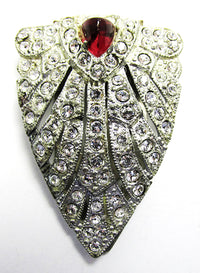 1930s Vintage Costume Jewelry Dramatic Art Deco Diamante Dress Clip - Thumbnail