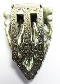 1930s Vintage Costume Jewelry Dramatic Art Deco Diamante Dress Clip - Thumbnail