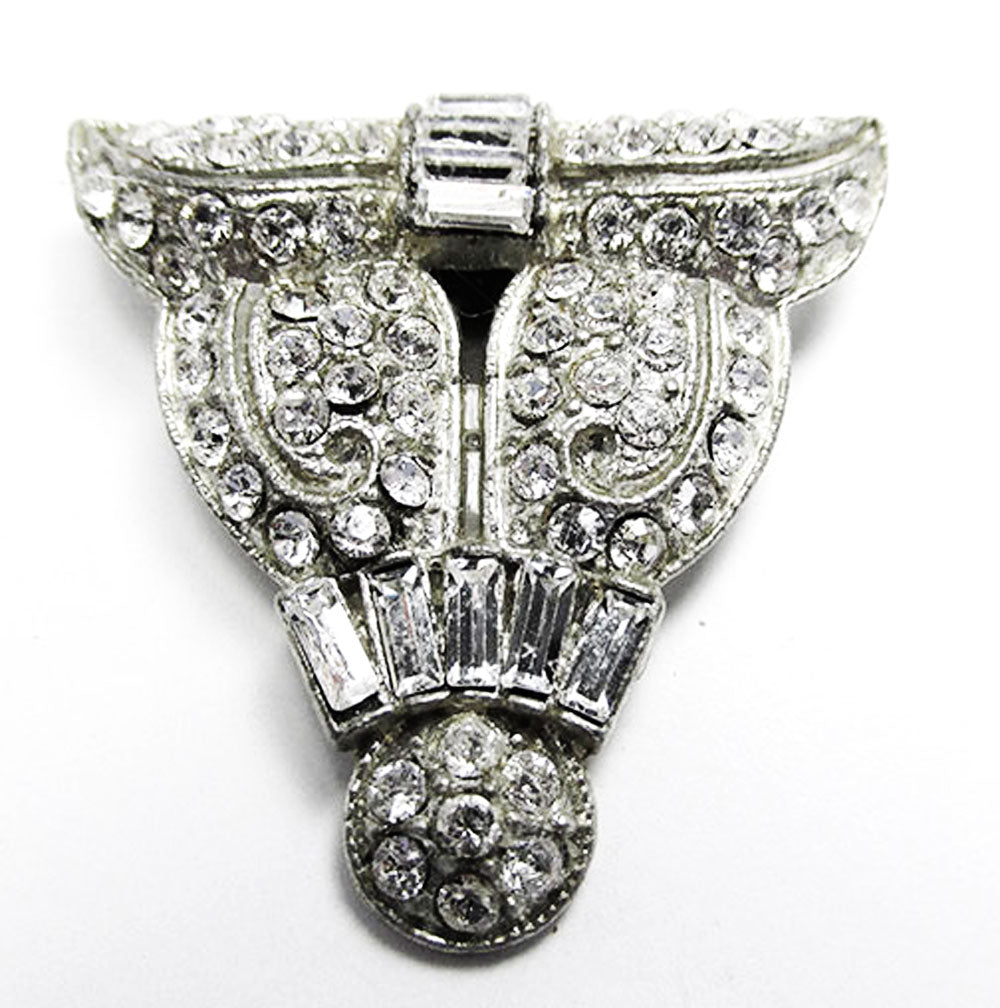 BM (Breadner Mfg. Co) Vintage 1920s Art Deco Diamante Dress Clip - Front