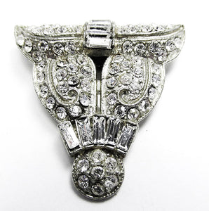BM (Breadner Mfg. Co) Vintage 1920s Art Deco Diamante Dress Clip - Front