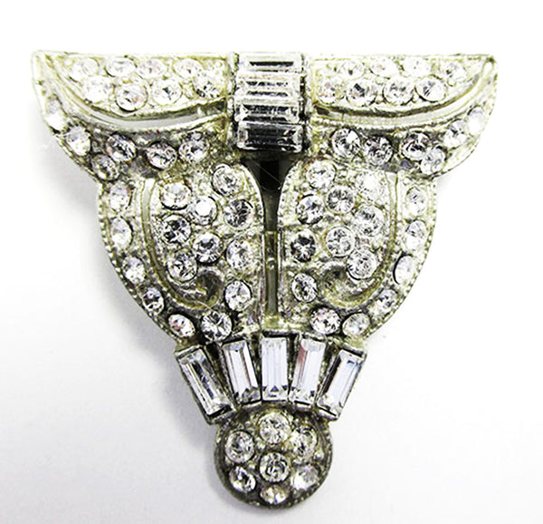 BM (Breadner Mfg. Co) Vintage 1920s Art Deco Diamante Dress Clip - Front