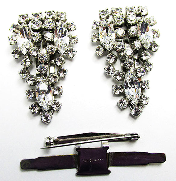 Kramer Vintage Jewelry Rare 1940s Sterling Diamante Duette Pin - Clips and Frame