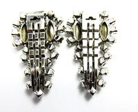 Kramer Vintage Jewelry Rare 1940s Sterling Diamante Duette Pin - Hair Clip Backs - Thumbnail