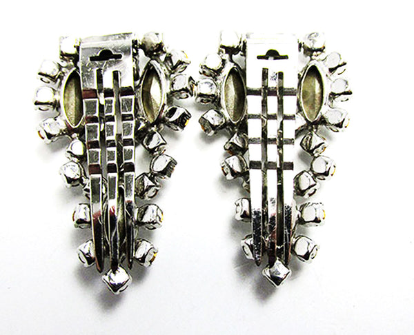 Kramer Vintage Jewelry Rare 1940s Sterling Diamante Duette Pin - Hair Clip Backs
