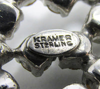 Kramer Vintage Jewelry Rare 1940s Sterling Diamante Duette Pin Signature - Thumbnail