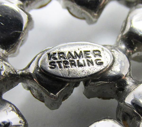 Kramer Vintage Jewelry Rare 1940s Sterling Diamante Duette Pin Signature