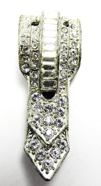 Vintage 1930s Costume Jewelry Delicate Art Deco Diamante Dress Clip - Front - Thumbnail