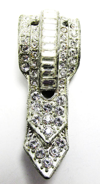 Vintage 1930s Costume Jewelry Delicate Art Deco Diamante Dress Clip - Front