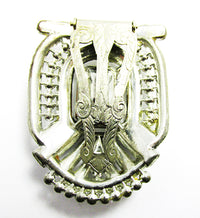 Vintage 1930s Costume Jewelry Sapphire Diamante Art Deco Dress Clip - Clip Mechanism - Thumbnail