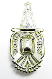 Vintage 1930s Costume Jewelry Sapphire Diamante Art Deco Dress Clip - Back - Thumbnail