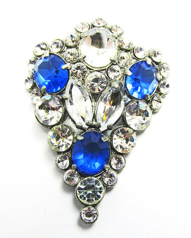 Vintage 1930s Signed Art Deco Sparkling Diamante Dress Clip - Front