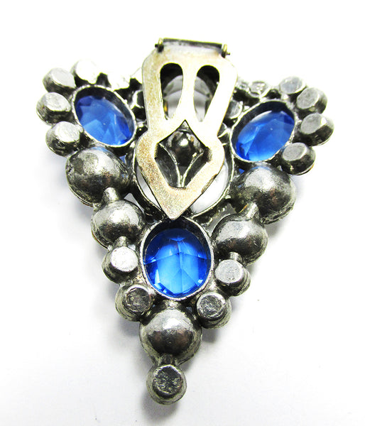 Vintage 1930s Signed Art Deco Sparkling Diamante Dress Clip - Back