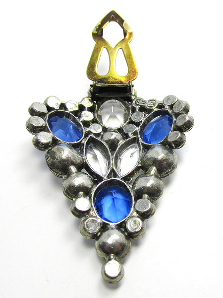 Vintage 1930s Signed Art Deco Sparkling Diamante Dress Clip - Back