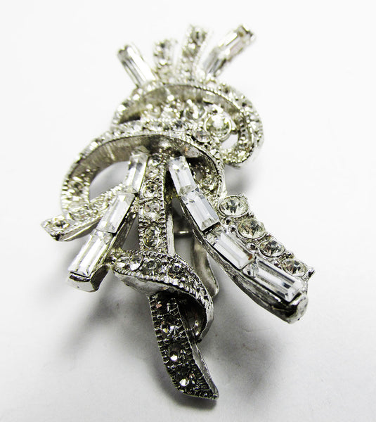 Vintage 1930s Eye-Catching Art Deco Sparkling Diamante Dress Clip - Front