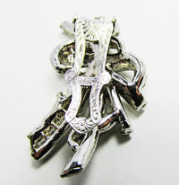 Vintage 1930s Eye-Catching Art Deco Sparkling Diamante Dress Clip - Back - Thumbnail