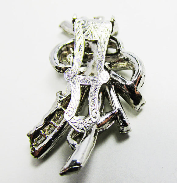 Vintage 1930s Eye-Catching Art Deco Sparkling Diamante Dress Clip - Back