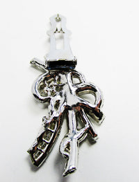 Vintage 1930s Eye-Catching Art Deco Sparkling Diamante Dress Clip - Back - Thumbnail