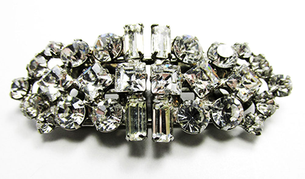 Vintage 1930s Jewelry Extraordinary Art Deco Clear Diamante Duette - Front