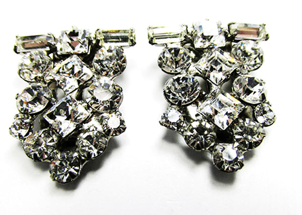 Vintage 1930s Jewelry Extraordinary Art Deco Clear Diamante Duette - Clips