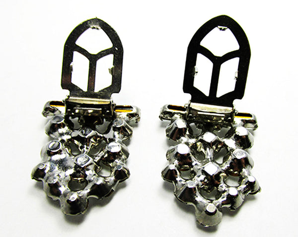 Vintage 1930s Jewelry Extraordinary Art Deco Clear Diamante Duette - Clip Backs