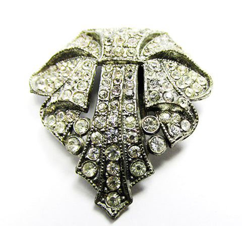 Vintage 1930s Jewelry Distinctive Art Deco Diamante Dress Clip - Front