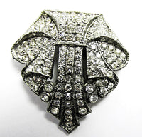 Vintage 1930s Jewelry Distinctive Art Deco Diamante Dress Clip - Front - Thumbnail
