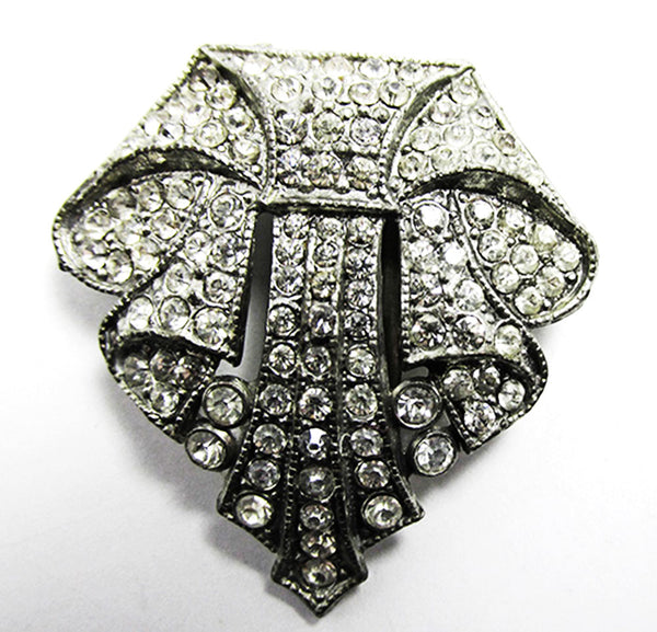 Vintage 1930s Jewelry Distinctive Art Deco Diamante Dress Clip - Front