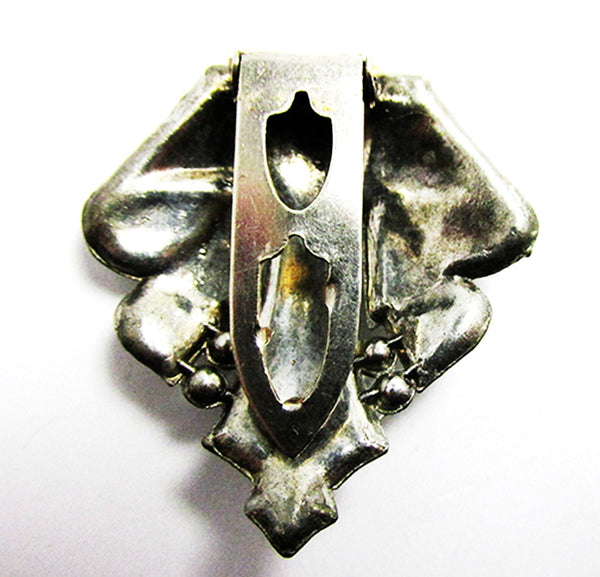 Vintage 1930s Jewelry Distinctive Art Deco Diamante Dress Clip - Back