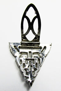 Stunning 1930s Vintage Clear Art Deco Diamante Dress Clip - Back - Thumbnail