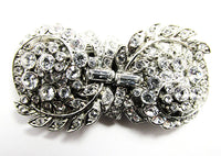 1930s Vintage Jewelry Dazzling Art Deco Diamante Duette Pin - Front - Thumbnail