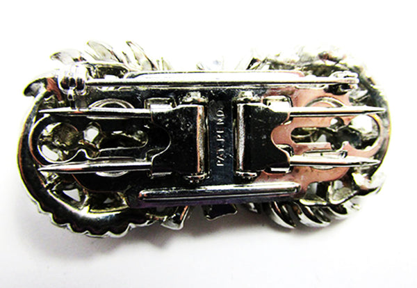 1930s Vintage Jewelry Dazzling Art Deco Diamante Duette Pin - Back