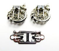 1930s Vintage Jewelry Dazzling Art Deco Diamante Duette Pin - Frame and Clips Back - Thumbnail