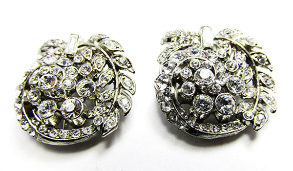1930s Vintage Jewelry Dazzling Art Deco Diamante Duette Pin - Dress Clips